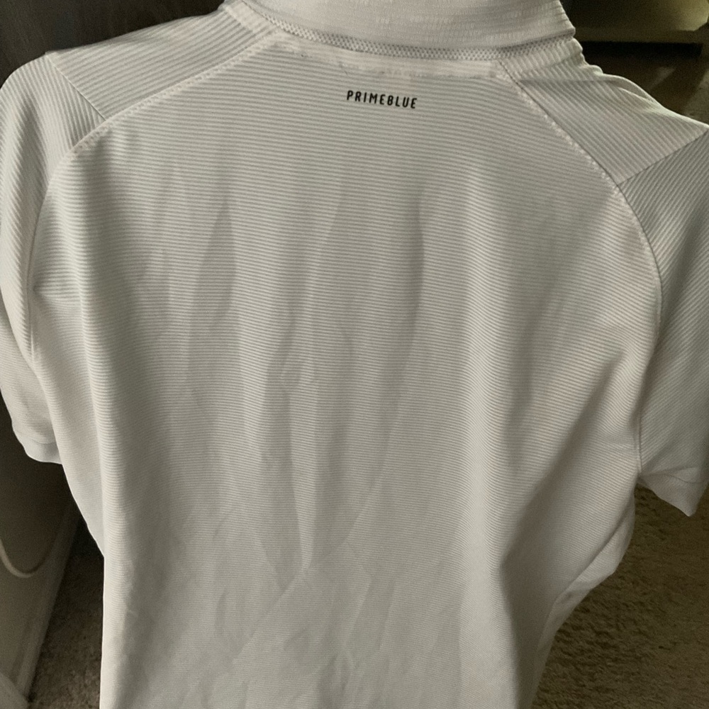 Men’s used size XL adidas prime blue white golf polo shirt short sleeve Pre own - Picture 3 of 4